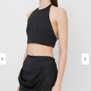 NWT Sportmax Judy halter top black pinstriped size 8